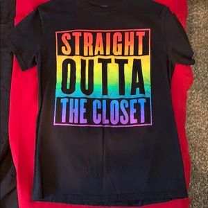 Straight out of the closet, pride shirt